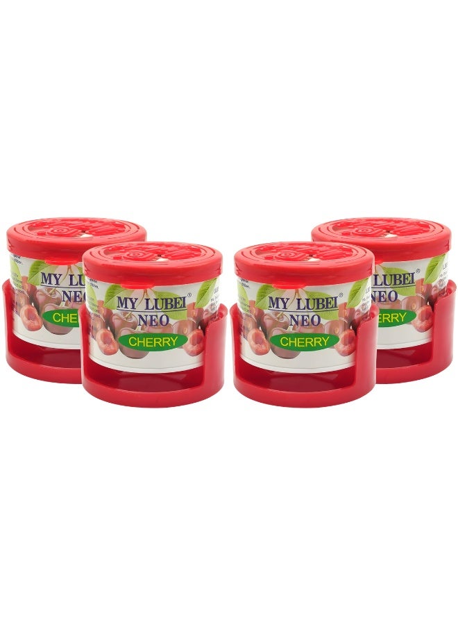 مجموعة من 4 قطع من جل معطر جو السيارة ماي لوبي نيو برائحة الكرز - رائحة كرز تدوم طويلاً، مزيل روائح لوحة القيادة وحامل الأكواب للسيارة والمنزل والمكتب - Image 1